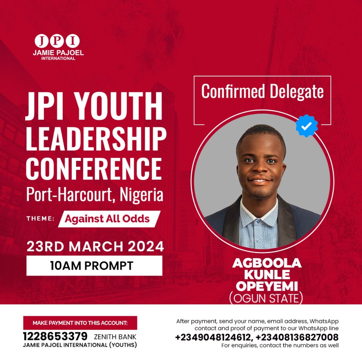 irenemass85's tweet image. The gathering of young leaders 
This is an opportunity for you to  learn , connect and get fired up ! 

Join  3000 young entrepreneurs and leaders for JPI Youth Leadership Conference, Port-Harcourt 2024
#jamiepajoeluniversity