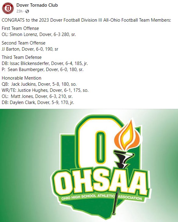 Congrats boys! Honored to be named 1st Team All-Ohio