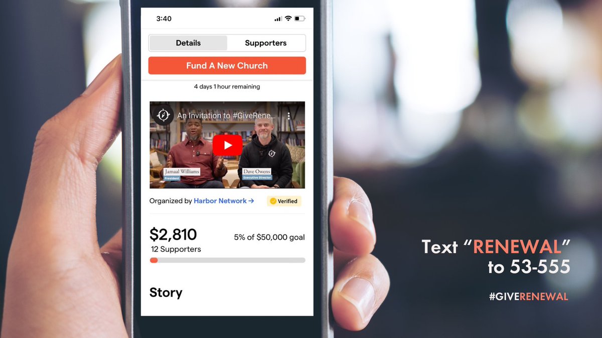 🌟 Impact lives with us! Your support during the week of December 4th-10th will directly contribute to new church plants, bringing renewal to communities. Donate now! #GiveRenewal 

givebutter.com/harbornetwork
Text "RENEWAL" to 53-555