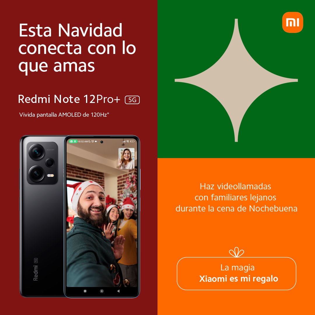 XiaomiChile's tweet photo. 👉Conecta con tus seres queridos esta #Nochebuena con el #RedmiNote12ProPlus5G📱 Celebra la magia de la temporada con videollamadas de alta definición🎄✨ #EstaNavidadConectaConLoQueAmas https://t.co/YIWY9ghCmd