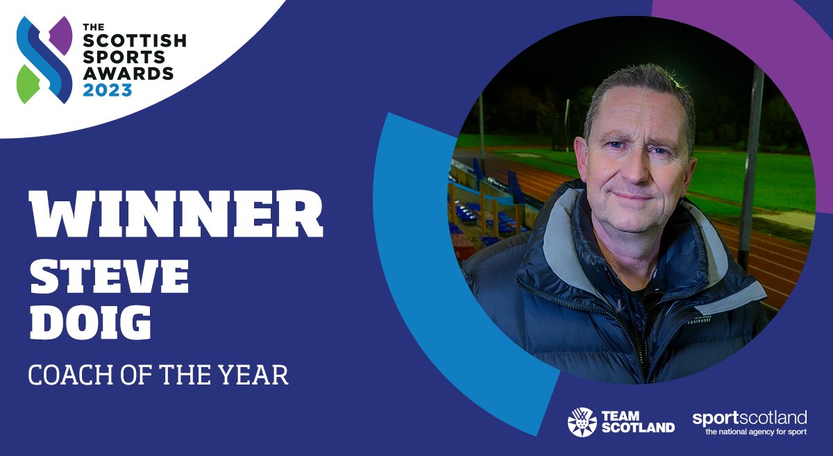 #ScottishSportsAwards23 | Coach of the Year | Steve Doig 🏆 Steve coaches athletes from Fife AC and Pitreavie AAC. There was significant success for his athletes this year with medals at Trinbago 2023, the World Para Athletics Championships and the Virtus World Games 👏