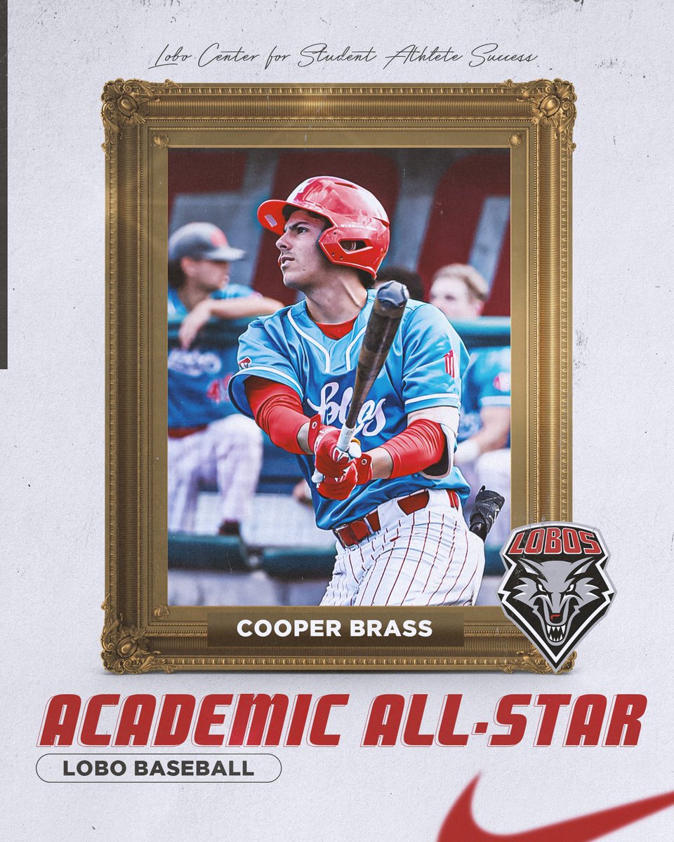 UNMLoboBaseball's tweet photo. Shoutout to @cooperbrass1 and @DaynePengelly for being named Academic All-Stars by @LoboAcademics!

#GoLobos https://t.co/5N59kPC052