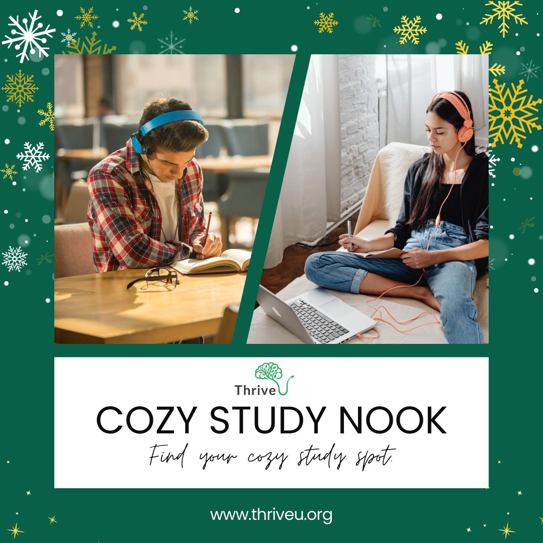 ThriveUCampus's tweet image. 📚✨ Where's your perfect study spot? 🛋️✨ Discover your ideal study environment with ThriveU and ace those finals! 📖✨ 

#CozyStudying #ThriveU #FinalsPrep  #StudyNook #FindYourSpot #ThriveU