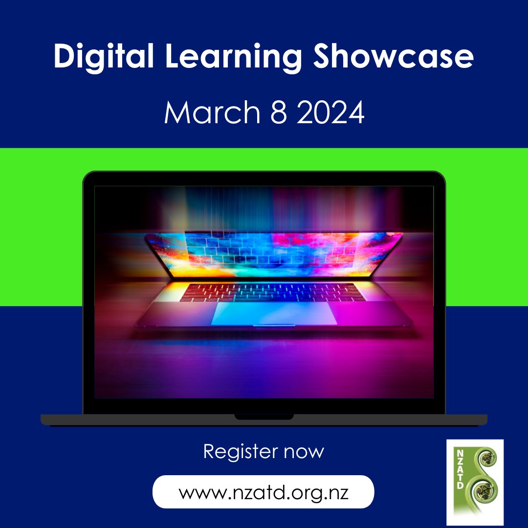 NZATD's tweet photo. EVENT.  For a day full of learning and networking, you won't want to miss our Digital Learning Showcase!  Register now https://t.co/9w0BWVr2gw

#nzatd #digitallearning #elearning #onlinelearning #learning #networking https://t.co/wdS5ivq8fX