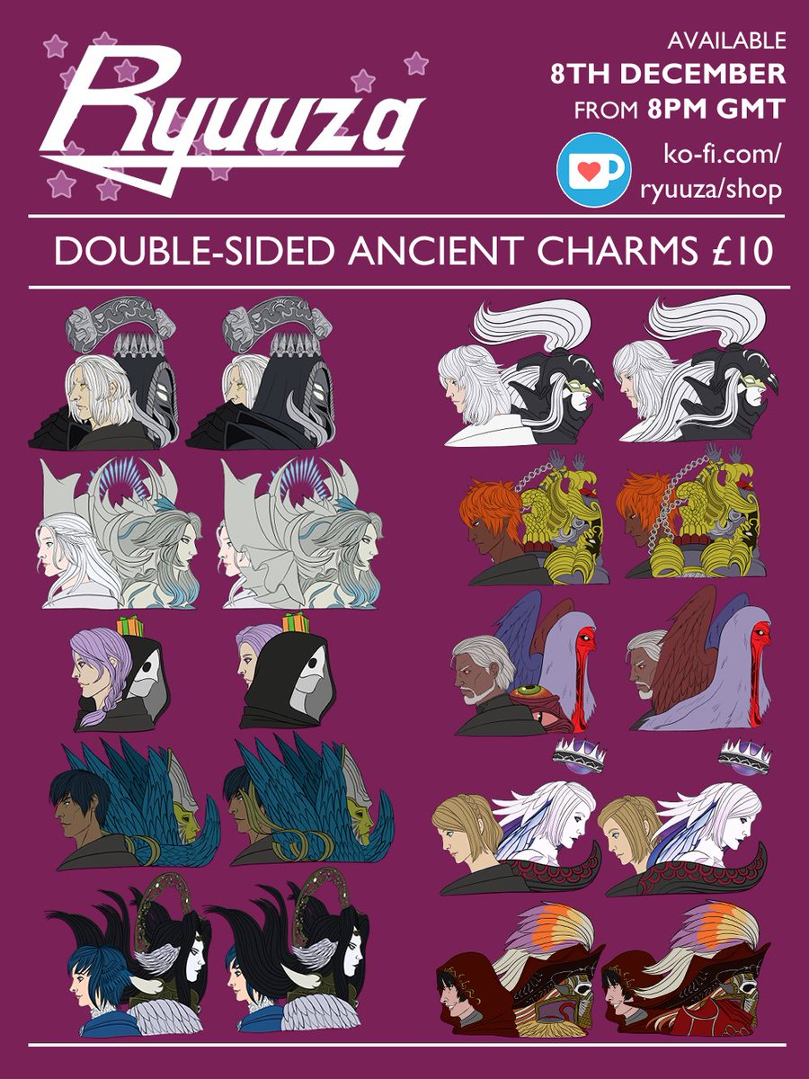 Ryuuza_Art's tweet photo. From 8PM tomorrow, all my merch from this year will be available on Ko/fi, with others to follow & a sale on all older art pieces!
These will also be available from #Kupocon Pom Central & any other UK shows I'll be trading at in 2024. โค๏ธ
#FFXIVArt #FFXVI #FFXVIArt #FFVIIArt #FFXV https://t.co/KZ9irtZzDp