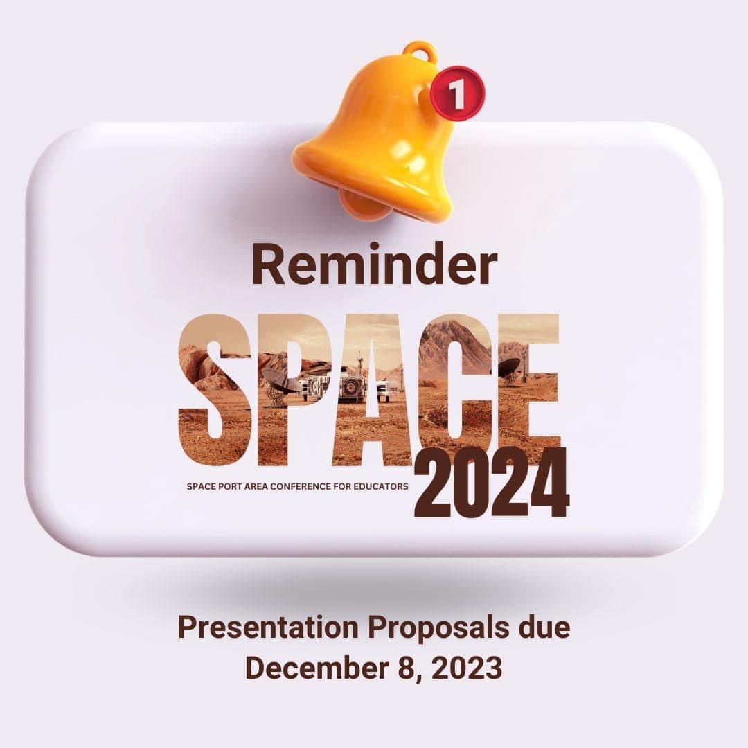K-12 Educators! Don't let this opportunity launch without you! The deadline to submit your presentation proposals for the Space Port Area Conference for Educators 2024 is Friday December 8. Visit amfcse.org/space-conferen… Click on Become a Presenter-Submit Your Proposal #SPACE2024