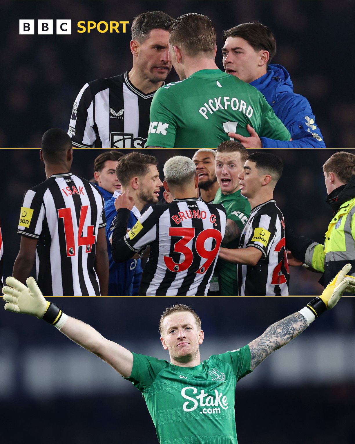 Match of the Day on X: "Pickford and Newcastle do not get on 🤬 #EVENEW  https://t.co/B353QziSPd" / X