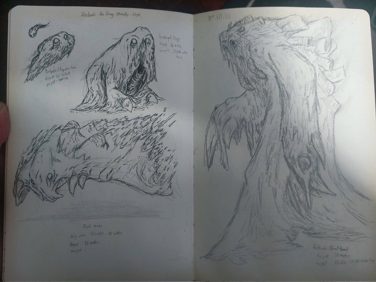 ItsaPaulThing's tweet image. Found an old sketch of a Hedorah redesign. I love the fact that, despite being portrayed in suits, Hedorah&apos;s technically a slime monster and my redesign put a little more emphasis on that.

Plus organic smog pipes. Lots of it! #kaiju #TohoKaiju #Godzilla #Hedorah