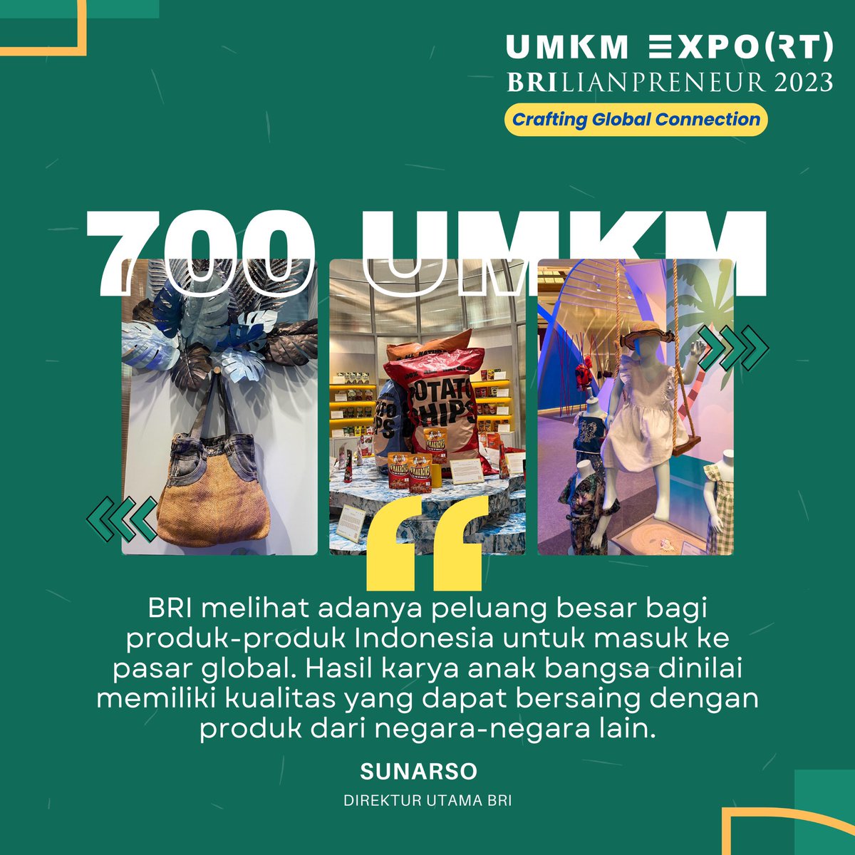 brilianpreneur 2023 mengajak umkm ke pasar global karena memiliki potensi yang sangat besar apalagi dengan kualitas yang sidah bagus dan bisa di tingkatkan lagi ke arah yg lebih baik lagi #PasarUMKM2023

suara.com/news/2023/12/0…