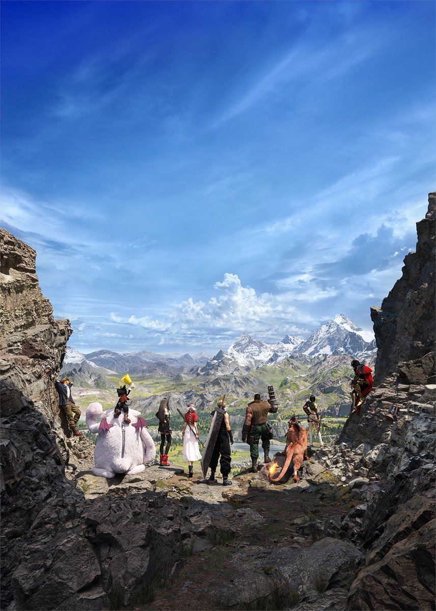 Final Fantasy VII Rebirth new key-visual revealed. Vincent and Cid are with the whole party.