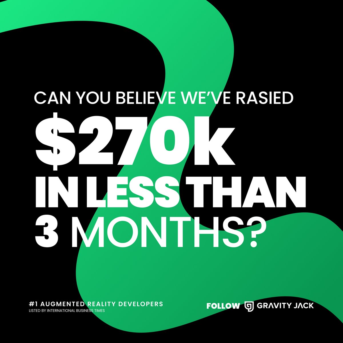 GravityJack's tweet photo. 📣 We are so thankful for all of our backers and excited to continue to share the future of Gravity Jack with all of our shareholders! THANK YOU!!

#WartribeOfBinyamin #GeoGaming #ARRevolution #Investment #TechInvestment #Investing #ARInvestment #FutureTech #Innovation #AR #VR https://t.co/fX96YgoQs9