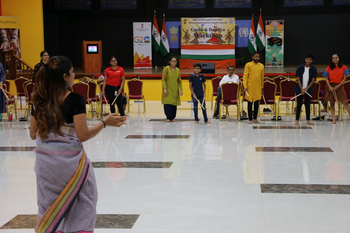 IndiainTandT's tweet photo. Garba of Gujarat inscribed in UNESCO Rep List of Humanity at 18th Session of Intergov Cttee for Safeguarding of ICH on 6Dec. @IndiainTandT, @MGICCTandT organised a Garba with Dandiya workshop &amp; celebrated with diaspora
@IndianDiplomacy @DiasporaDiv_MEA @iccr_hq @PSRajpurohit13 https://t.co/Cm2kFLrMkV