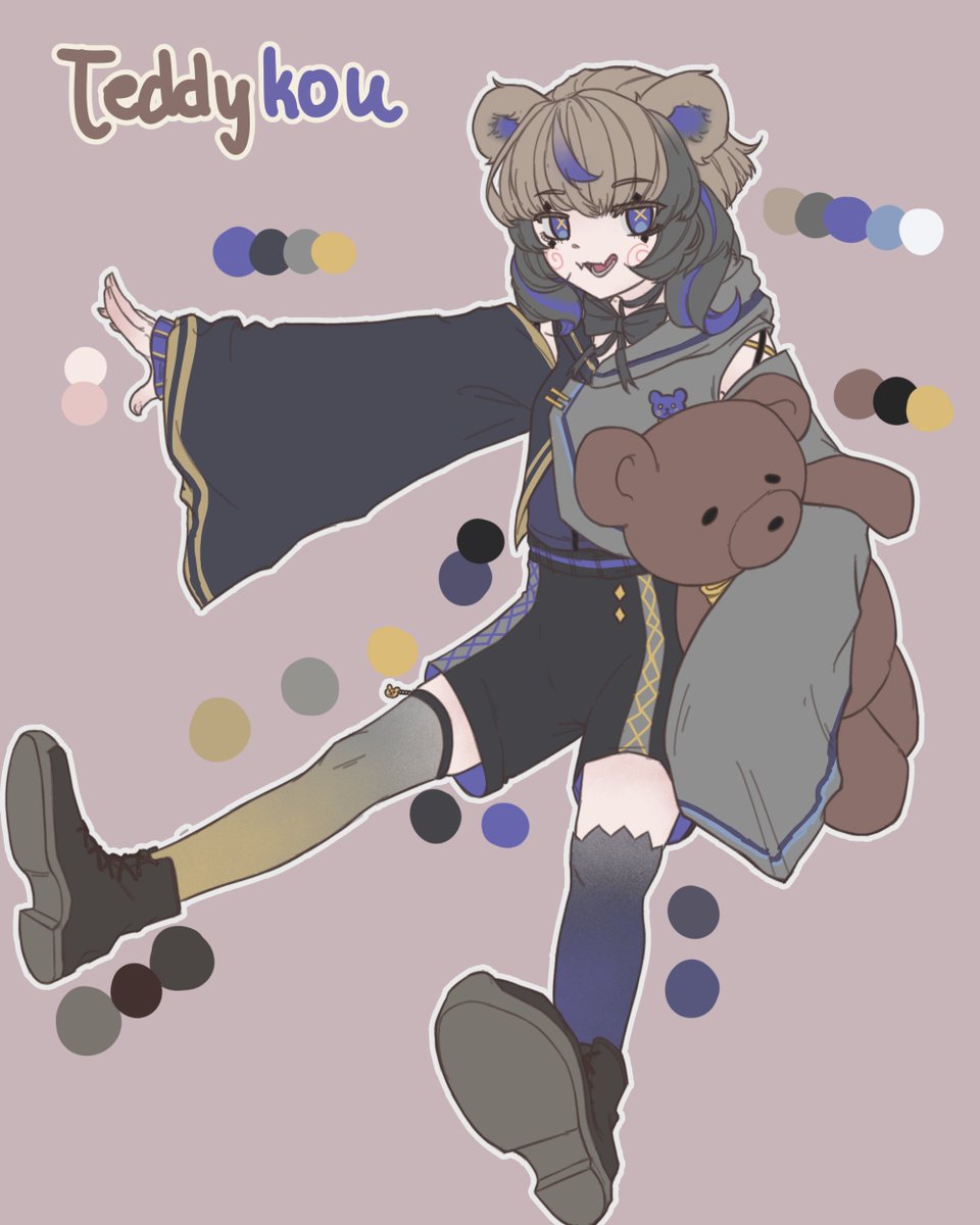 KueVko's tweet photo. New OC w/ my favorite color palette🐻 https://t.co/luYieRbZ6h