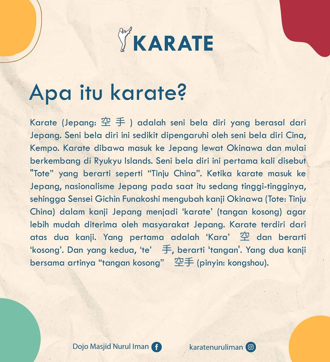 LoosieLubis's tweet image. K.A.R.A.T.E

ala itu K.A.R.A.T.E?

#Karate 
#Lemkari
#Shotokan
#KarateIndonesia
#KarateDKIJakarta
#KarateJakartaSelatan
#DojoJakartaSelatan
#OlahRaga
#Beladiri
#Kihon
#Kumite
#KarateAnak mulai 7 tahun
#KarateDewasa
#KarateDewasatanpaBatasUmur
#MasjidNurulIman
#BlokMSquare