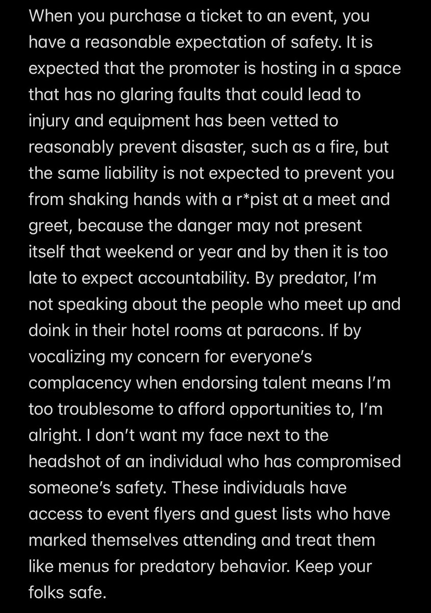 CW: SA I understand my conversations haven’t been pleasant, I don’t think safety, at a minimum, is too much to ask for.