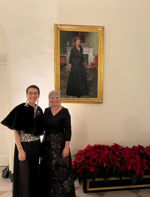 ANCSAregional's tweet photo. Shauna Hegna (Alutiiq), President of Koniag, joined Congresswoman Mary Peltola (Yup'ik) at the White House Christmas Ball. Quyanaa (Thank You) to Congresswoman Peltola. https://t.co/THHaFfhLO9
