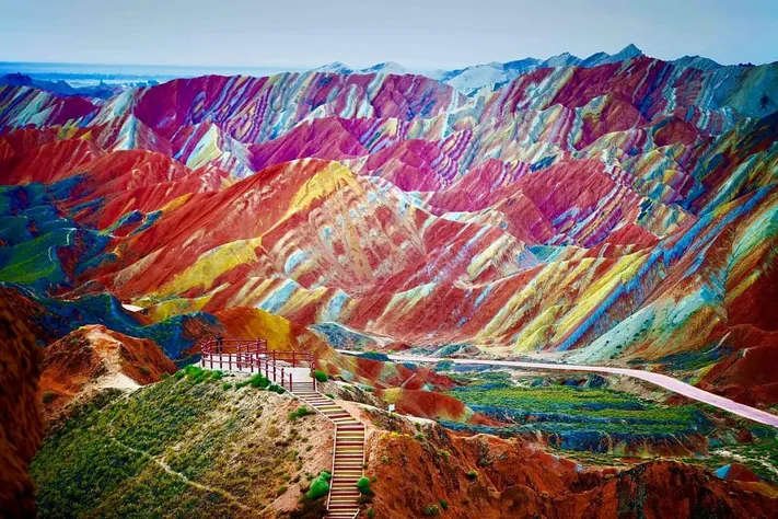 7. The Rainbow Mountains, Zhangye Danxia, China Strikingly colorful mountains formed by unique geological processes. @ExploreGansu @visitchinanow @traveldailycn @thechinatourism @TripInChina @chinacultureorg @topchinatravel @mychinatrip