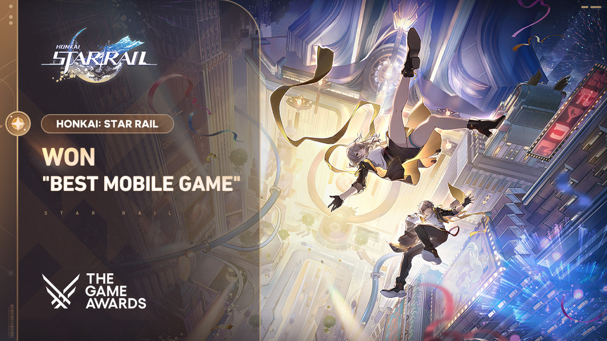All-Stars Celebration | A Special Thanks to Trailblazers Thanks to your support, Trailblazer, Honkai: Star Rail has won the 'TGA 2023 Best Mobile Game' reward. To thank Trailblazers for your continuing support, we will be gifting Stellar Jade ×1600 via in-game mail on December 9…