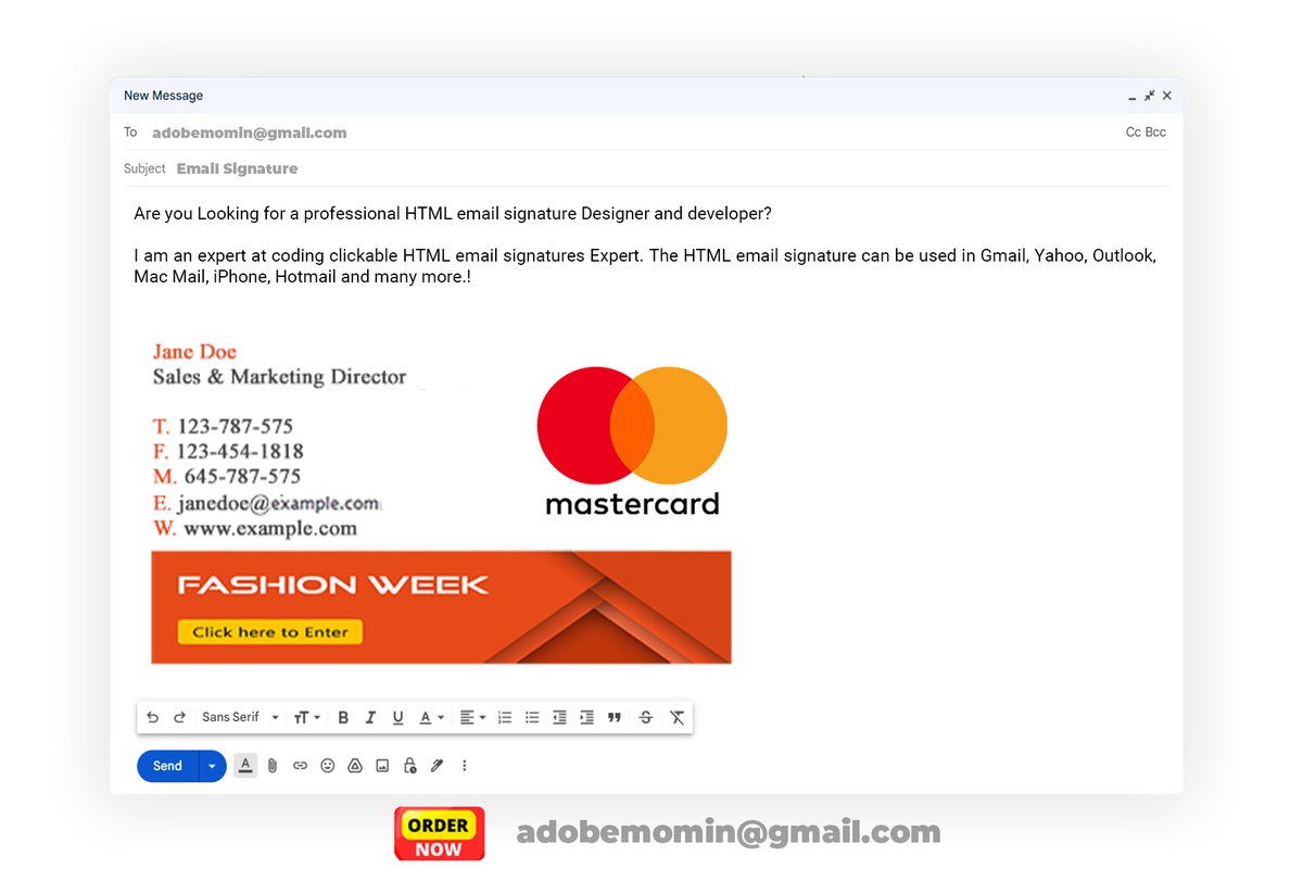 EmailSignature0's tweet image. Do you know, a good design of Email Signature can be a powerful marketing tool for your business or individuals. It also provides instant brand recognition to the receiver. So, Let me design your HTML email signature and unveiled the hidden power of your email. 
#htmlsignature
