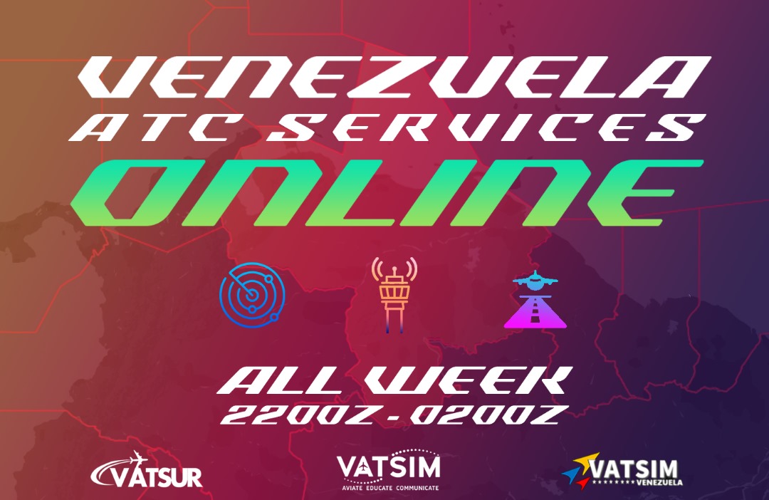 Join us with the Best ATC Services of the region!! <a href="/vatsim/">VATSIM</a> <a href="/vatsimve/">Vatsim Venezuela 🇻🇪</a> <a href="/vatsur/">VATSIM South America</a> 🇻🇪