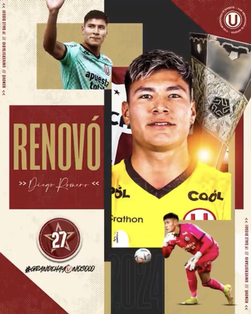 FutbolCPA's tweet photo. 📝 𝗥𝗘𝗡𝗢𝗩𝗔𝗖𝗜𝗢́𝗡 📝

🚨 El Club Universitario de Deportes completó la renovación del peruano Diego Romero.

¡Felicidades, Chiquito! 🅤 https://t.co/I426eb1r5M