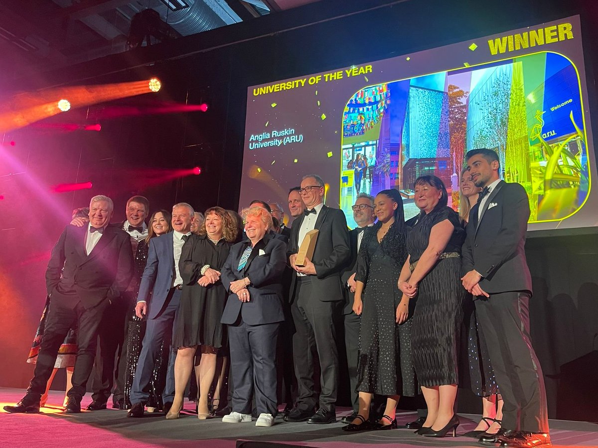 Finally, University of the Year: @angliaruskin claims the top #THEAwards prize. Along with a number of other achievements, Anglia Ruskin’s transformational effect on its surrounding region particularly impressed the judges this year. Congratulations! 🏆