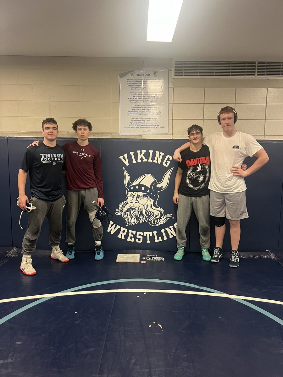 @KGaud123 @aj_traub Congrats to the 2023-24 Wrestling Captains Doug Aylward, Lucas Bistany, Nolan Merrill and Aiden Quinn! #Tritonpride