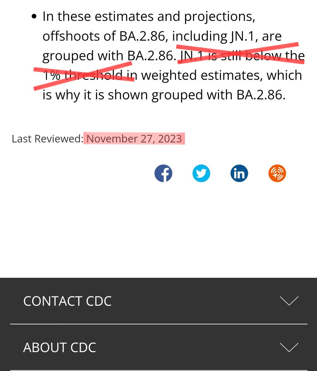 I think it is time for the <a href="/CDCgov/">CDC</a> and <a href="/CDCDirector/">CDC Director</a> to speak openly and honestly about JN.1 (Pirola).  Just stick to the facts.

🔸️It is growing quickly
🔸️It is contributing to increases in cases/hosp
🔸️Will accelerate in coming weeks
🔸️21-35% on Dec 7
Prev communication: