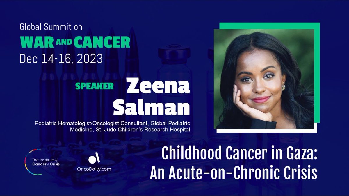 Meet the speakers of the 1st Global Summit on War and Cancer #GSWC, Dec. 14-16 (online)! @zeenasalman (USA/ Palestine) Click here for more details: lnkd.in/etNq-_35 Registration link: lnkd.in/d9miC9pa #oncology #oncodaily #warandcancer #cancer #GSWC