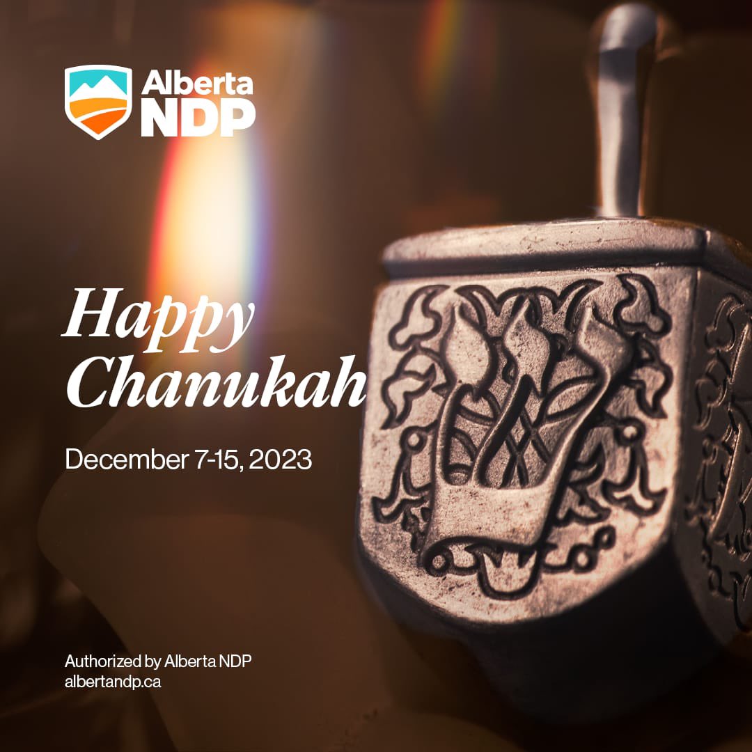 RachelNotley's tweet photo. Over these next eight nights, our Jewish neighbours here in Alberta, across Canada, and around the globe will come together to celebrate Chanukah.

I want to wish them a heartfelt Chag Urim Sameach, may the glow of the menorah wherever it is found be an everlasting and inextinguishable light, may we reflect upon and be reminded of what each candle represents – perseverance, determination, the power of faith, and the triumph of light over darkness - may we carry the flame with us always, and share its warmth with all those around us - from my family to yours, may Chanukah bring blessings of peace, love, and happiness - Chag Sameach!