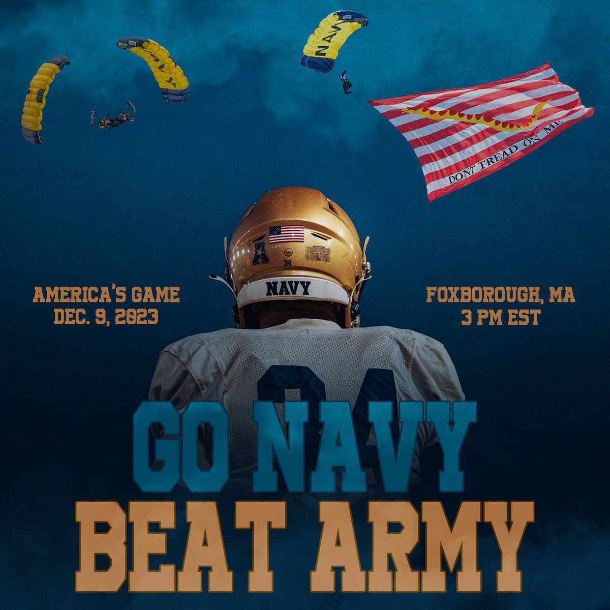 Counting down to the ultimate clash on the field🏈 Excited to be part of the aerial salute as the Navy Parachute Team drops into #Americasgame. ⚓️🪂 #ArmyNavy #GoNavyBeatArmy #LeapFrogs