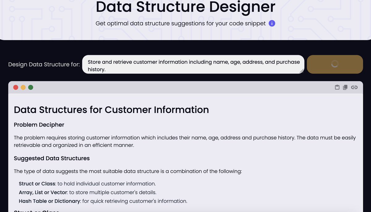 enterprisednaco's tweet image. Design data structures like a pro! Our Data Structure Designer helps you plan and implement efficient storage solutions. #DataMentor #DataDesign #StructuralIntegrity