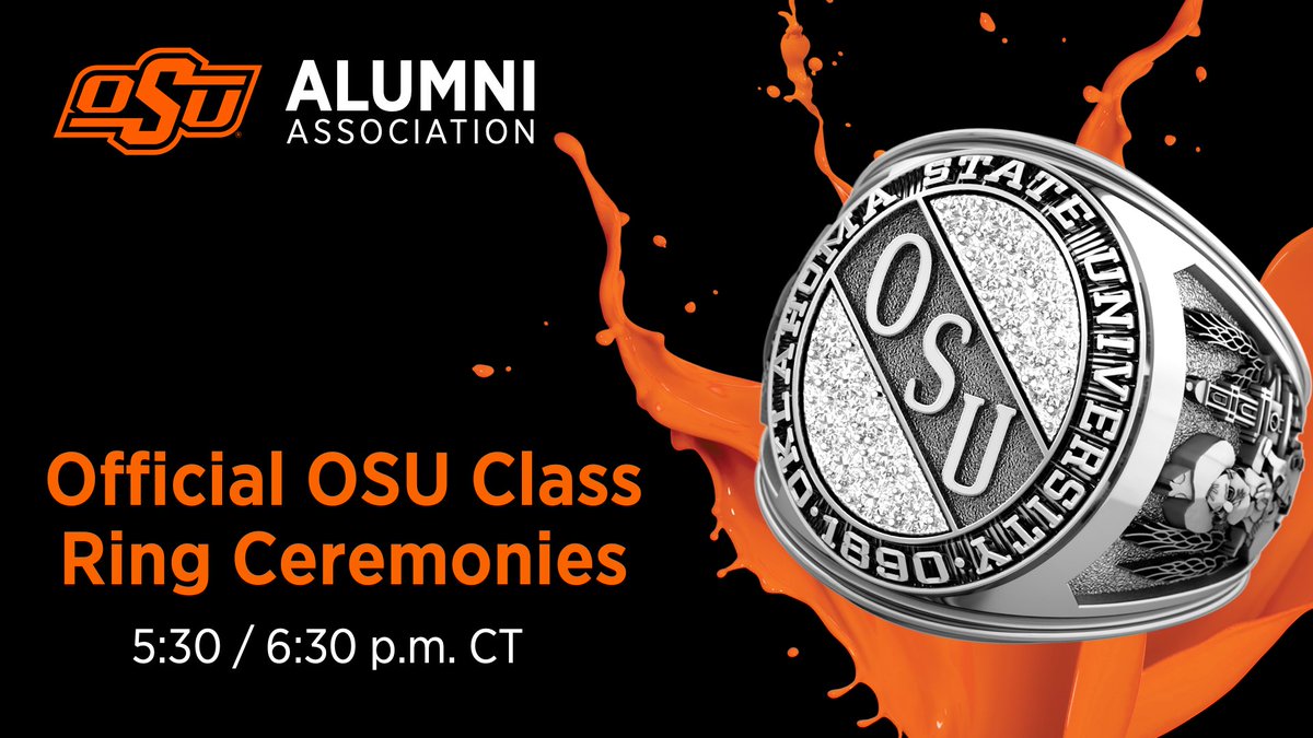 OKStateAlumni's tweet photo. 🟠 LIVE 🟠 Tune in now and at 6:30 p.m. CT to watch our fall #OKStateRing ceremony and the Orange Splash tradition!
🔗 https://t.co/GRMMp82PLS
@okstate #okstate #GoPokes https://t.co/U3aD4uQITe