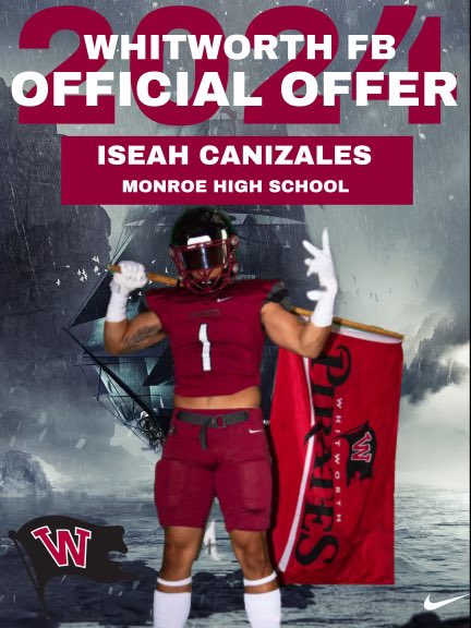 After a great talk with <a href="/CoachMurph67/">Alex Murphy</a> I’m excited to say I’ve received my first offer from <a href="/WhitworthFB/">Whitworth FB</a>! 
<a href="/Scdarrow/">Scott Darrow</a> <a href="/coachsandberg/">Rod Sandberg</a> <a href="/BrandonHuffman/">Brandon Huffman</a> <a href="/MonroeBearcats/">Bearcat Football</a>