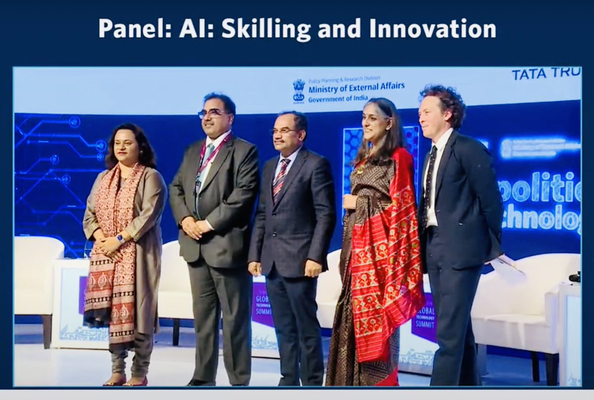 Glad to participate and share my thoughts on #AI #skilling and #innovation at the #GlobalTechSummit co-hosted by <a href="/MEAIndia/">Randhir Jaiswal</a> &amp; <a href="/CarnegieIndia/">Carnegie India</a>.  Empowering individuals through AI skilling is key in navigating the digital era
#AIforAll #artificalintelligence #IndiaTechade #AIskills