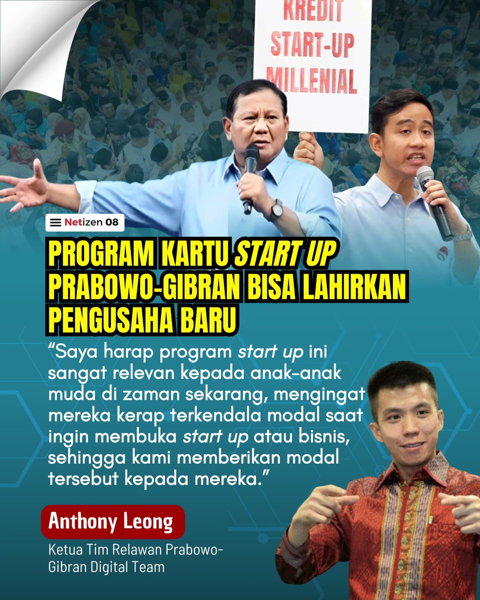 daraaawulandari's tweet photo. Semoga @prabowo @gibran_tweet menang pilpres 2024 dan generasi muda bisa memanfaatkan program start up yg digagas Prabowo-Gibran agar bisa menjadi penguasa baru di Indonesia. 
@detikcom 
@republikaonline 
Pengusaha Milenial 
#BangkitkanUMKM https://t.co/yBgDB0U9bB