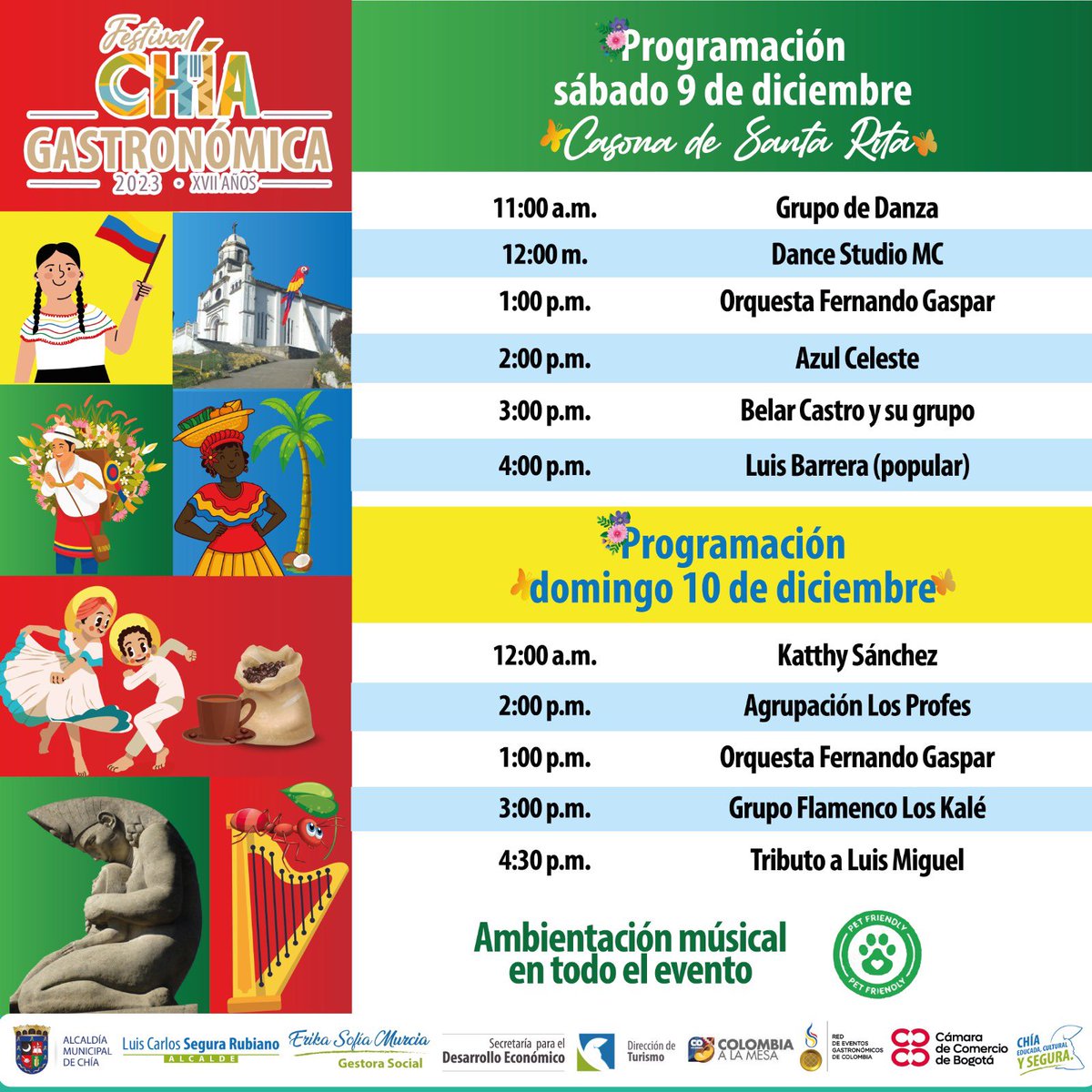AlcaldiaChia's tweet photo. 🍜🍹 🛄llProgramación XVII Festival Chía Gastronómica 

Encendimos fogones!!! estamos listos, llegó la gran fiesta de la gastronomía a la Ciudad de la Luna. Un mundo de sabores en el parque Santander y en la Casona de Santa Rita. Te esperamos! Ojo a nuestra programación. https://t.co/3xW18Z6FSA