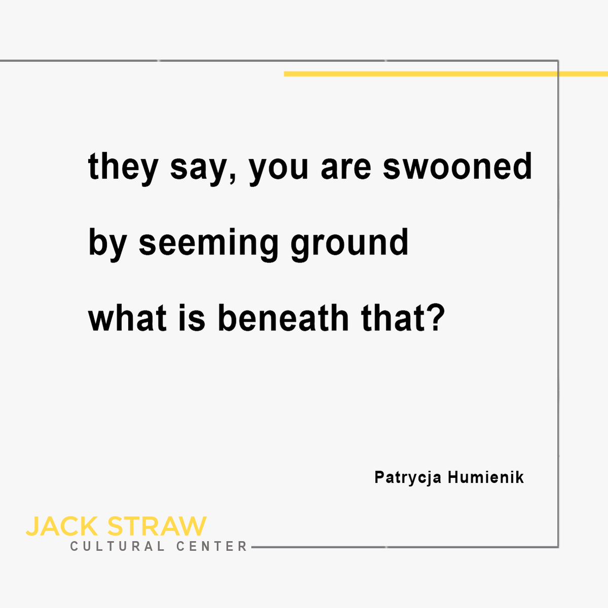 jackstrawarts's tweet photo. Today’s excerpt comes from #JackStrawWriter Patrycja Humienik.
#JackStrawWriters #JackStrawWriters2021 #RecordingStudio #SeattleRecordingStudio #Seattle #Poetry https://t.co/C5LAWaIoRb
