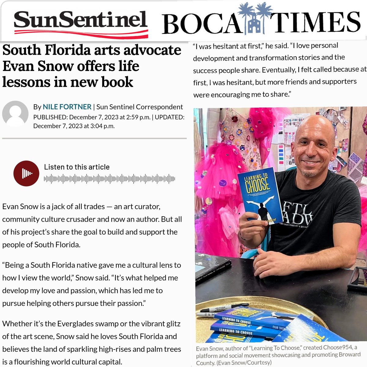 Nile_Fortner's tweet photo. #BrowardCounty native #EvanSnow is an #art curator who recently released his first motivational #book 📘

👀 @SunSentinel for my #story on him featuring his work in the #SouthFlorida community, #booktours, &amp; more ☀️📰

https://t.co/7yt1I3mwjZ

#SunSentinel #BocaTimes 📰 12/13/'23 https://t.co/cYoLQ8IESd