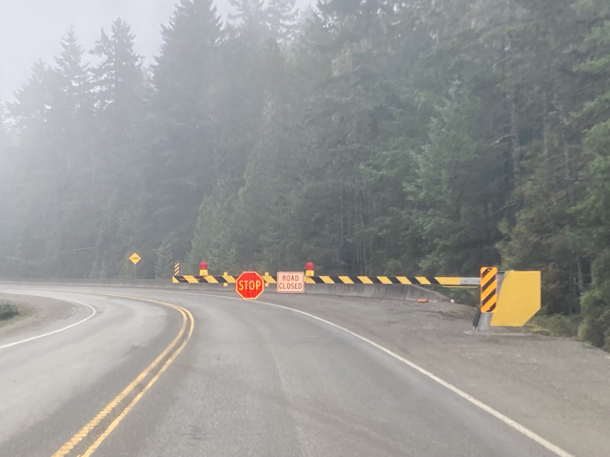 1/2 The ministry closed #BCHwy4 today from 9a-1p for catchment cleanup adjacent to Cameron Bluffs after a minor debris and rockslide. The contractor removed several truck loads of material from behind the barrier  and were able to clear the catchment as planned.