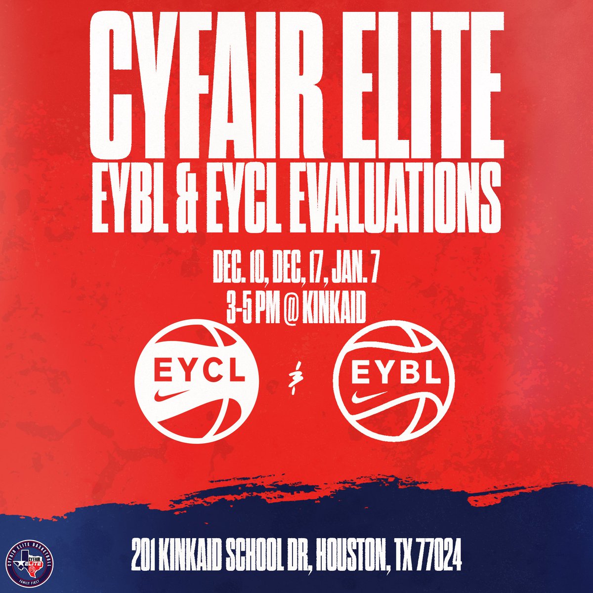 We are back! Do not miss our EYBL & EYCL evaluations! Exposure, development, and a winning culture - Take advantage of this opportunity!
