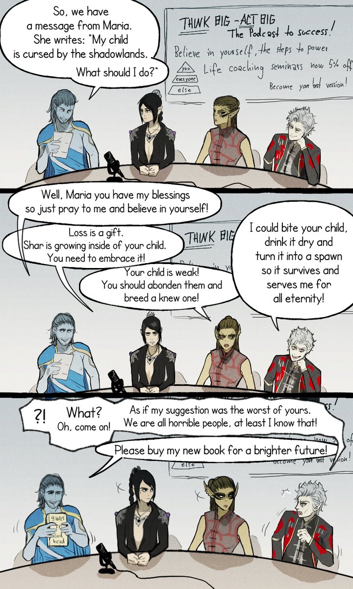 WellenKatze's tweet photo. The worst podcast - bg3 comic [epilogue spoilers]
Now go and watch #TheGameAwards
#BaldursGate3 #bg3 #gale #shadowheart #laezel #astarion https://t.co/ZimkR8tSPZ