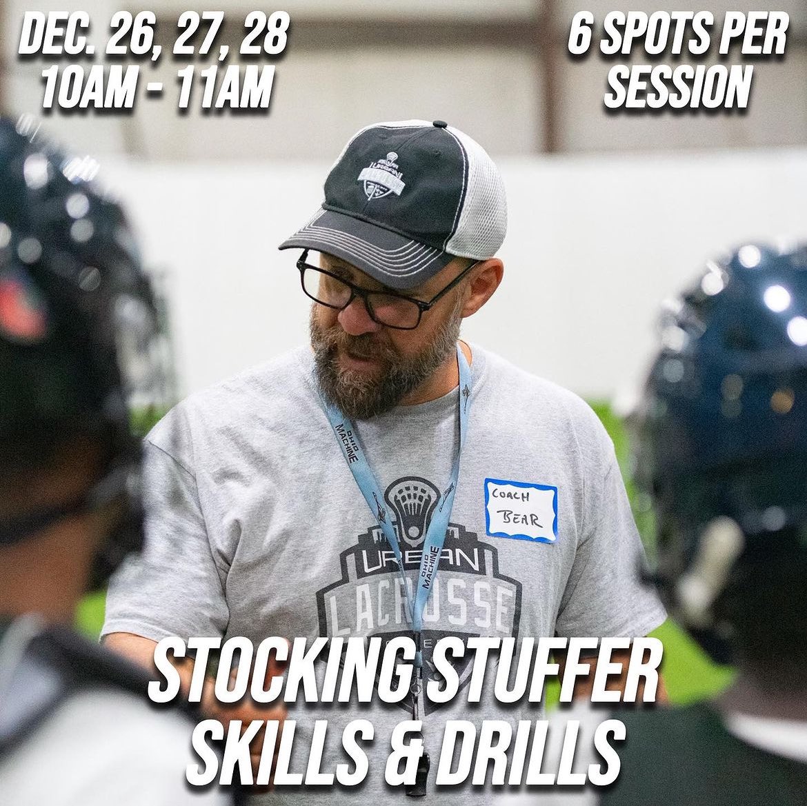 Mark your calendars!
Former collegiate and MLL coach Bear Davis is leading stocking stuffer skills clinics! 
Dec: 26: 3rd - 5th grade 
Dec: 27: 6th - 8th grade
Dec: 28: High School
10am - 11am
There are only 6 spots available per session!
allohiolacrosse.com