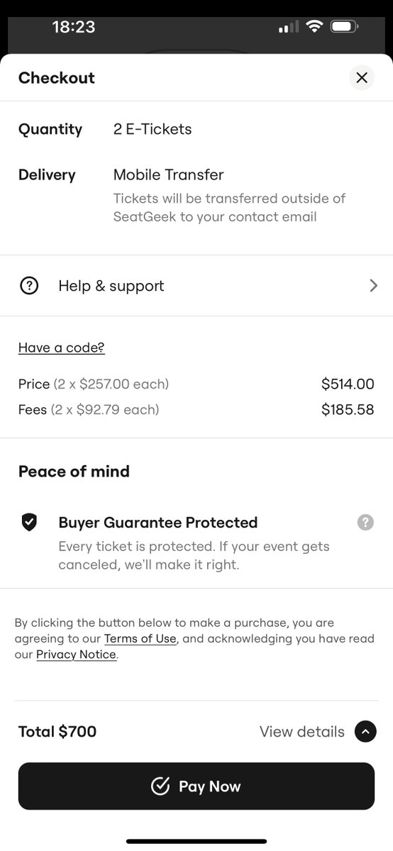 RobUnwraps's tweet photo. I wanted to take my daughter to @oliviarodrigo for her birthday but @SeatGeek wants over $90 in fees PER TICKET! Are you crazy?!?! We love going to live events but these fees are getting out of control. Looks like we are going to have to sit this one out. https://t.co/riutcc5C0W