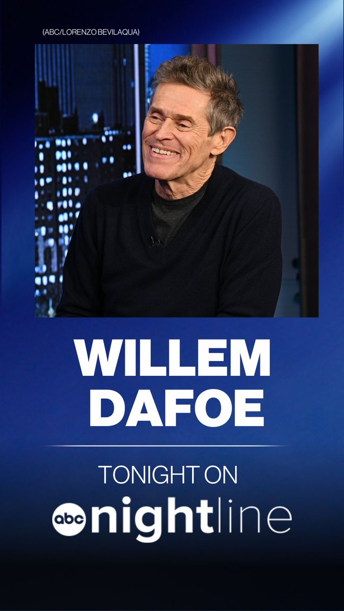 TONIGHT ON NIGHTLINE: You know him from starring in hundreds of films— from “Boondocks Saints” to “Spider-Man.” Willem Dafoe joins ABC News’ @Ashan on-set to discuss his latest project, “Poor Things” working alongside Emma Stone and what’s next for the seasoned actor.