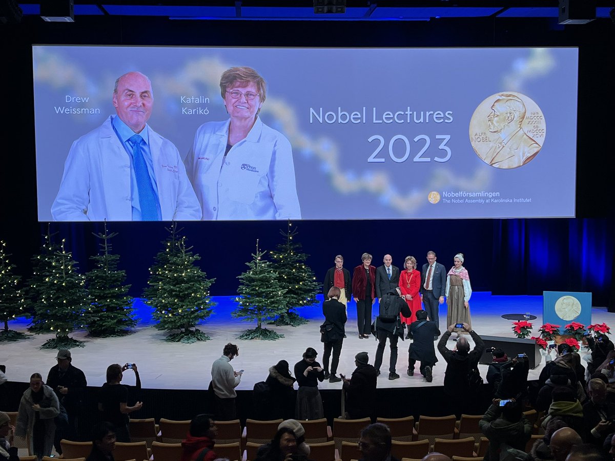 Had the great privilege to listen to the Nobel Laureate Lectures at the Karolinska Institute today with @kkariko @drdavidlanger @WeissmanLab @NobelPrize