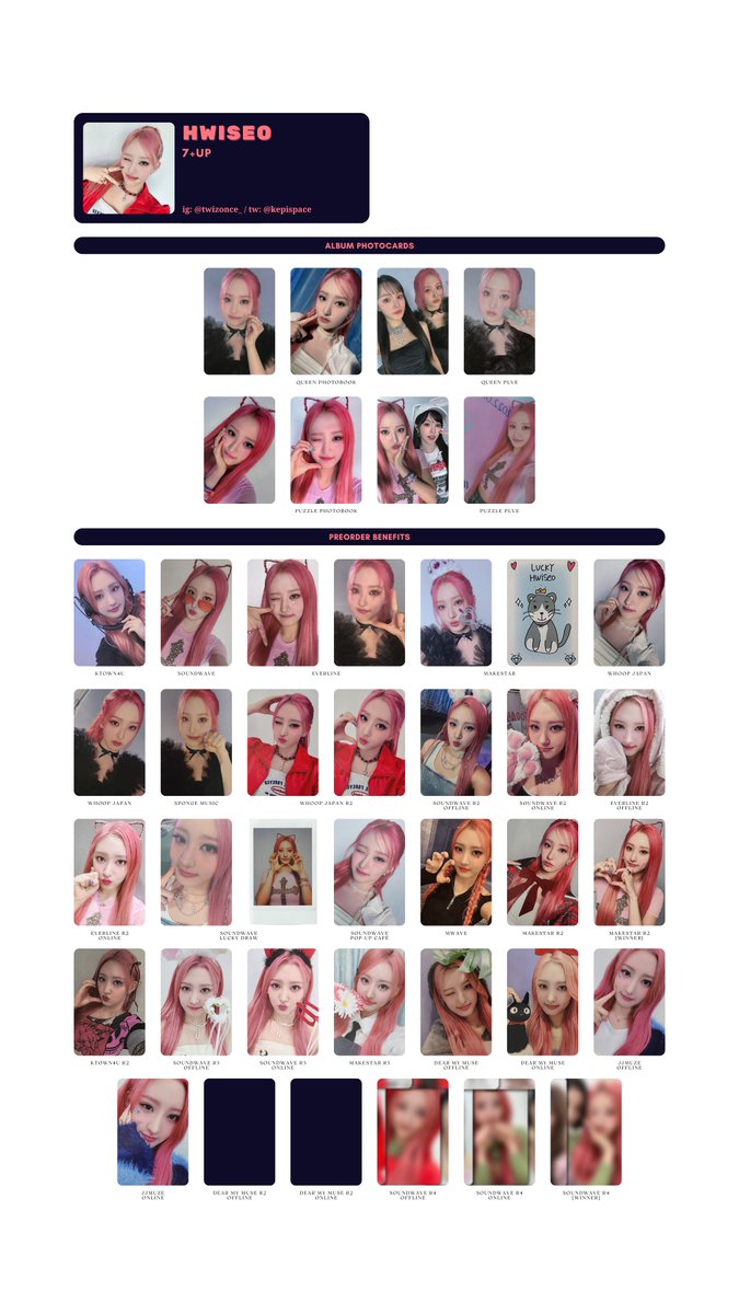 EL7Z UP ➝ 7+UP photocard template / wishlist nana hwiseo yuki