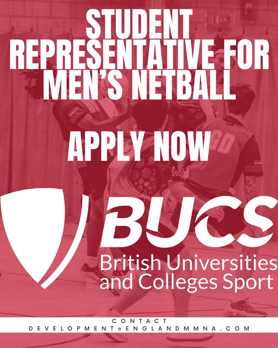 EnglandMMNA's tweet photo. 🗣️Would you be a strong voice to represent the student body on the Netball Student Advisory Group?
🥇If you’re interested in becoming the first student ambassador to define and shape the BUCS Men’s Netball programme, please email development@englandmmna.com
#BUCSNetball https://t.co/BsQbluKycz