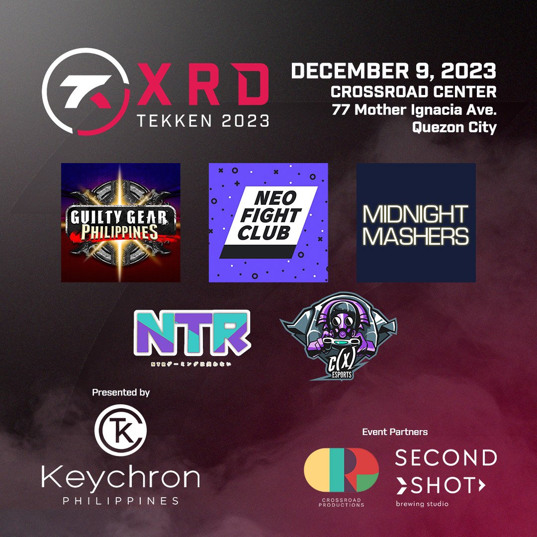 XRDEsports's tweet photo. We would like to thank all of the gaming communities joining us tomorrow!

Guilty Gear Philippines
Neo Fight Club - @SmashBrosPH 
Midnight Mashers - @MidnightMashers  https://t.co/gBH2xrQIvS
NTR Gaming - @ntrgamingph
Cubao Experience Esports

#xrdtekken #xrdesports https://t.co/xu5j9q0N2v