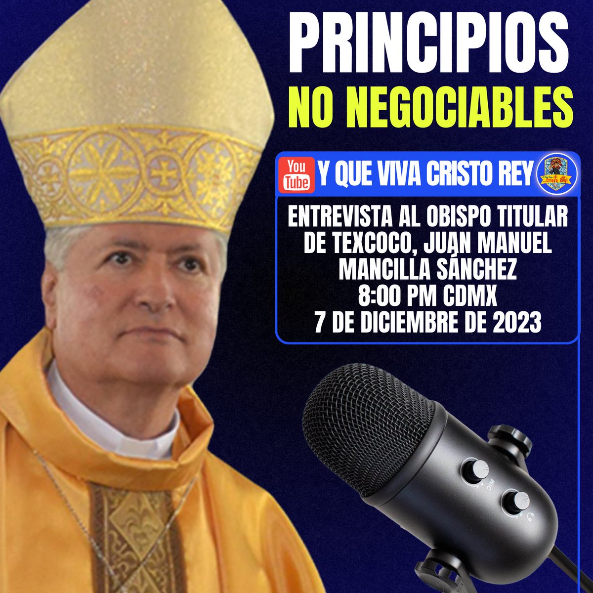 🫡 PRINCIPIOS NO NEGOCIABLES: ENTREVISTA AL OBISPO DE TEXCOCO, MONSEÑOR JUAN MANUEL SANDOVAL MANCILLA, EN EXCLUSIVA PARA Y QUE VIVA CRISTO REY. 

YA NO HAY PRETEXTO, UN OBISPO EN FUNCIONES EN MÉXICO HABLA CLARAMENTE. 

🔗👉youtu.be/WEHcvqMB4C8

<a href="/EVerastegui/">Eduardo Verástegui</a> 
<a href="/YquevivaCristo1/">Y que viva Cristo Rey</a>